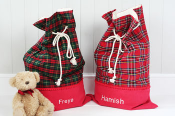 Luxury Personalised Christmas Santa Stocking Tartan, 4 of 12