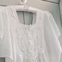 Women's White Cotton Victorian Short Sleeve Nightdress Front Panel, thumbnail 4 of 4