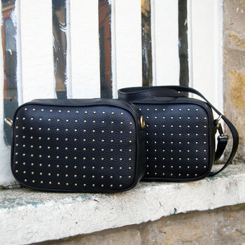Studded Cross Body Box Leather Personalised Handbag, 5 of 12