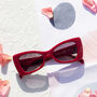 Red Chunky Triangle Cat Eye Sunglasses, thumbnail 1 of 3