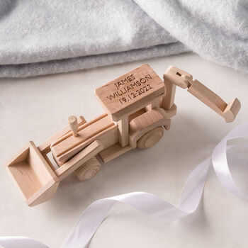 Personalised Wooden Christening Tractor Toy, 4 of 5