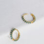 Gold Enamel Striped Huggie Hoop Earrings, thumbnail 6 of 10