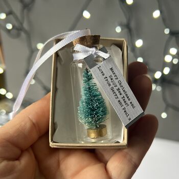 Tiny Christmas Tree In A Bottle Personalised Bauble, 5 of 12