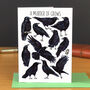 Crows Watercolour Art Blank Greeting Card, thumbnail 1 of 7
