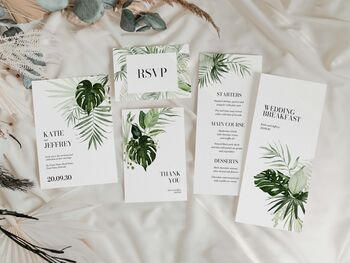 Tropical Leaf Concertina Wedding Invitations, 4 of 4