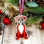 Boxer Dog Hanging Wooden Christmas Decoration, thumbnail 3 of 6