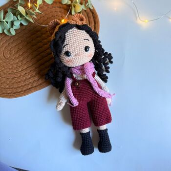 Curly Hair Crochet Doll, Handmade Toys, 11 of 12