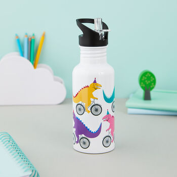 Cycling Dinosaur Personalised Water Bottle, 3 of 4