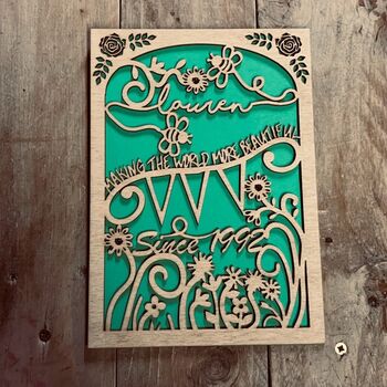 Personalised Year Wooden Birthday Card, 2 of 5