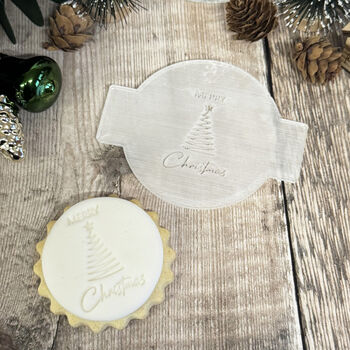 Merry Christmas Tree Acrylic Icing Embosser For Baking, 3 of 4