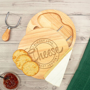 'I Bloody Love Cheese' Design Cheese Board Set, 2 of 7