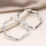 Silver Plated Large Hexagon Hoop Earrings, thumbnail 1 of 4