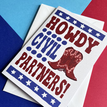 Cowboy Howdy Civil Partnership Congratulations Card, 2 of 5
