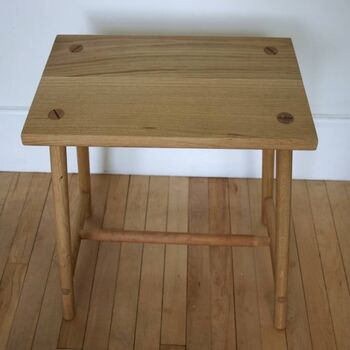 Handmade Solid Oak Table With Braced Legs, 7 of 12