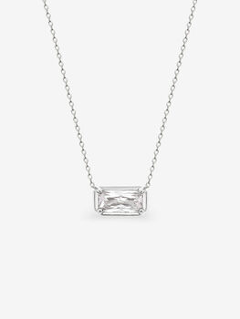 Women's Baguette Pendant Necklace In Sterling Silver, 3 of 4