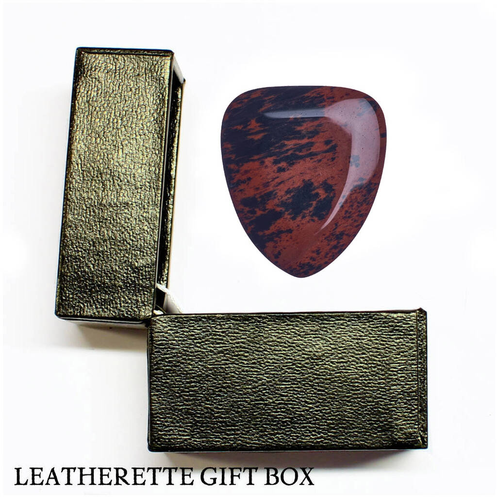 Mahogany Obsidian Guitar Pick / Plectrum In A Gift Box, 1 of 4