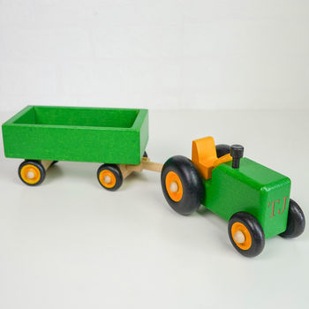 Wooden Tractor And Trailer Toy, 6 of 10