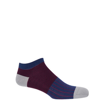 Oxford Stripe Navy And Classic Orange Men's Trainer Socks, 2 of 6