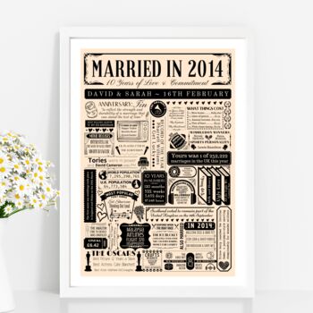 Personalised 10th Tin Wedding Anniversary Poster, 3 of 9