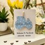 Personalised New Baby Girl Welcome World Keepsake Card, thumbnail 8 of 8
