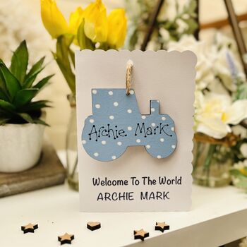 Personalised New Baby Girl Welcome World Keepsake Card, 8 of 8