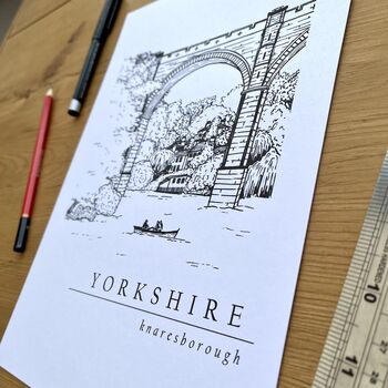 Knaresborough Hand Illustrated Yorkshire Print, 4 of 10