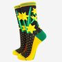 Women's Bamboo Socks Black Yellow Welsh Daffodil, thumbnail 2 of 4