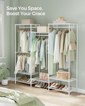 Clothes Rack Metal Hanging Rails Open Wardrobe Storage, 3 of 12