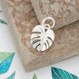 Monstera Palm Leaf Solid Silver Charm, thumbnail 1 of 7