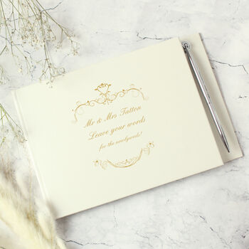 Personalised Gold Ornate Swirl Guest Book, 3 of 5