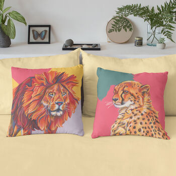 Lion And Cheetah Animal Cushion, 5 of 12