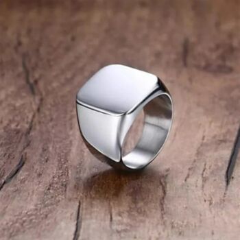 15mm Wide Top Flat Square Signet Unisex Ring, 7 of 7