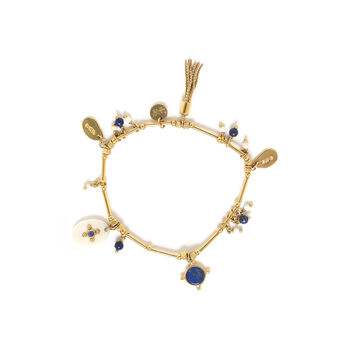 Gold Plated Multi Charms Stretch Bracelet, 2 of 3