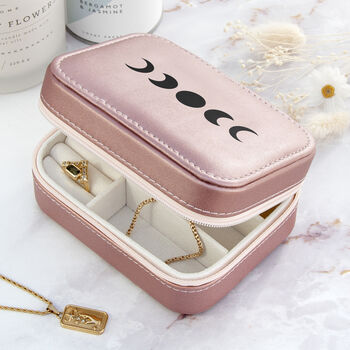 Metallic Pink Moon Phase Jewellery Case, 4 of 9