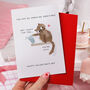 Funny Cute Cat Knocking Glass Over Valentine Card, thumbnail 3 of 5