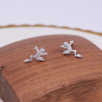 Frog Stud Earrings In Sterling Silver, 4 of 8