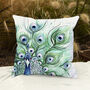 Inky Peacock Outdoor Cushion For Garden Furniture, thumbnail 1 of 9