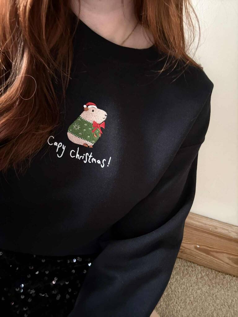 Capybara Embroidered Christmas Jumper, 1 of 4