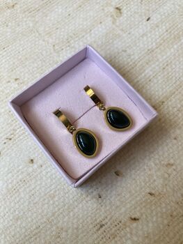 Dangle Hoop Emerald Green Earrings, 2 of 6