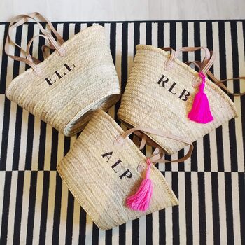 Personalised Straw Shopping Or Beach Basket, 3 of 6