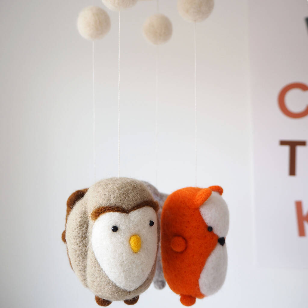Felted Woodland Animal Nursery Mobile By Brown Betty Blue
