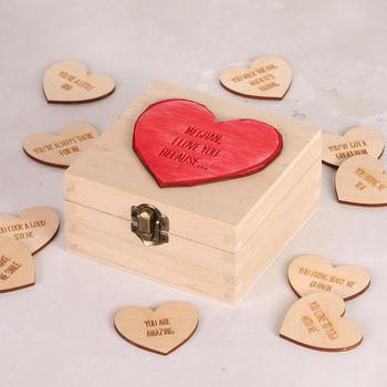 I Love You Because Personalised Love Heart Token Box, 5 of 7