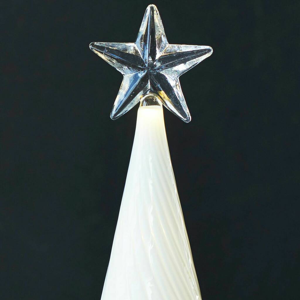 Frosted Glass Christmas Tree With LED Lights By Nest