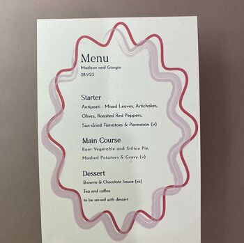 Modern, Wavy, Colourful Personalised Menu Cards, 3 of 8