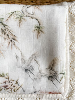 Kushiro Birds Baby Muslin Blanket, 3 of 4