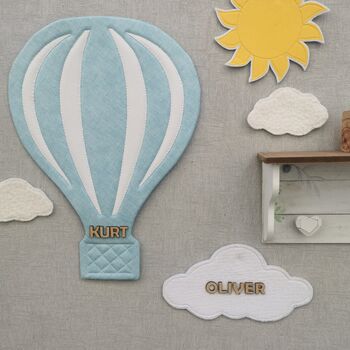 Fabric Hot Air Balloon Nursery Decor, Baby Blue, 7 of 10