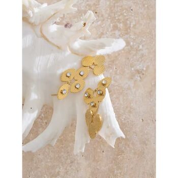 Monaco D’or Gold Crystal Fluted Bezel Flower Gala Drop Gift Earrings, 2 of 4