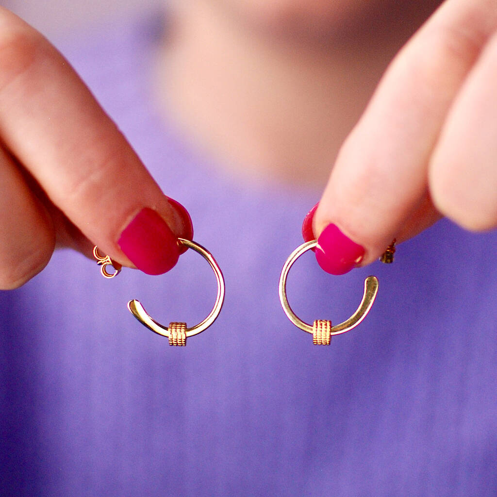 14ct Gold Plated Spacer Hoop Earrings By Penelopetom
