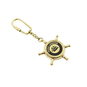 Brass Ship Wheel Compass Keyring, 3 of 5