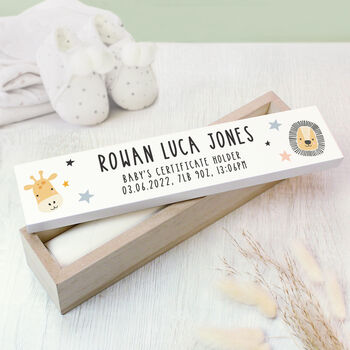 Personalised Safari Birth Certificate Box, 2 of 2